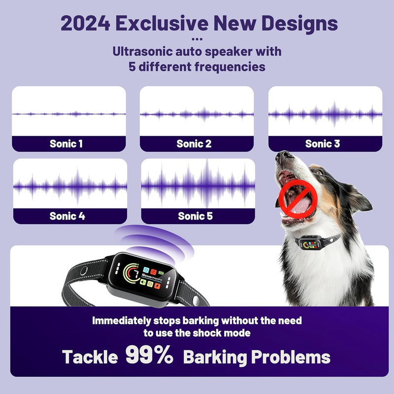Bark Collar 2 Pack,Bark Collar for Large Medium Small Dogs 8-120lbs,Rechargeable Anti Bark Training Collar with 7 Adjustable Sensitivity, Barking Collar with Beep Vibration Black