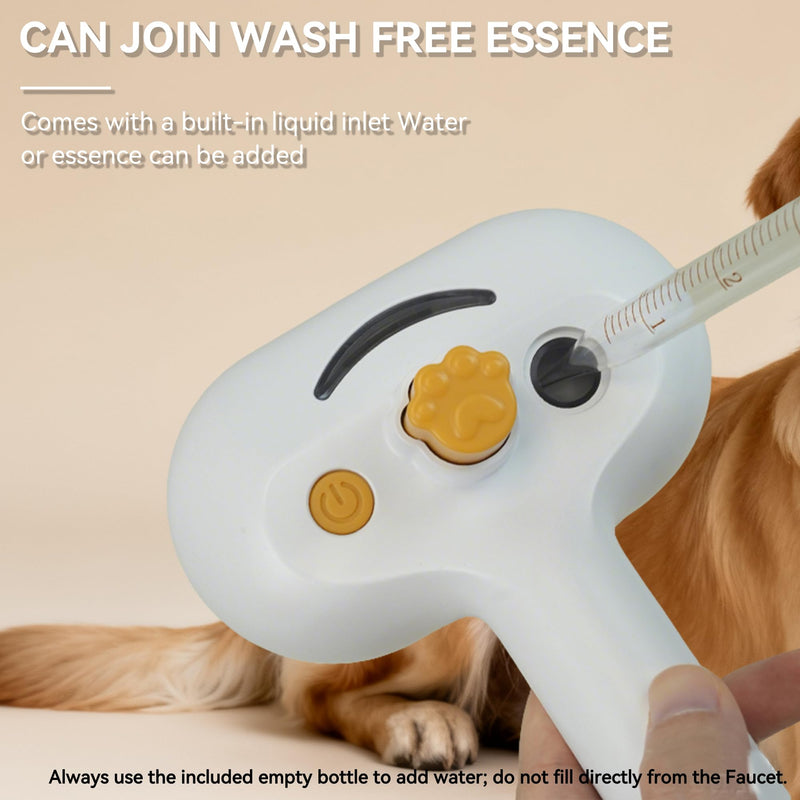 Dog Steam Brush 3-in-1 Spray Bath Brush for Dog and Cat, Pet Hair Removal Comb for Long & Short Haired Pets, Self Cleaning Grooming Brush Yellow 1 Shampoo Pets Brush & 1 Shampoo