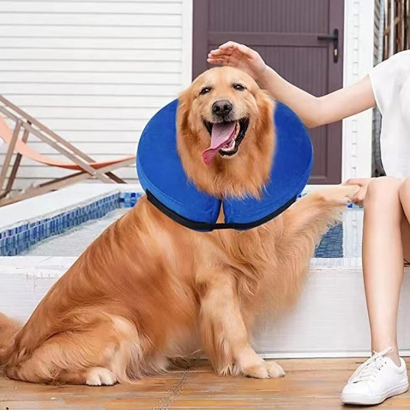 Inflatable Dog Collar - Pet Recovery and Protection Cover, Neck Collar After Surgery, Cone Alternative Blue M