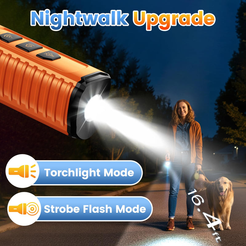 Dog Bark Deterrent Device 3X Anti Barking Device for Dogs, 5 Modes Stop Neighbors Dog Barks No More Safe for All Dogs 50FT Bark Control Indoor Outdoor with Flashlight,Dog Training Device Orange - PawsPlanet Australia