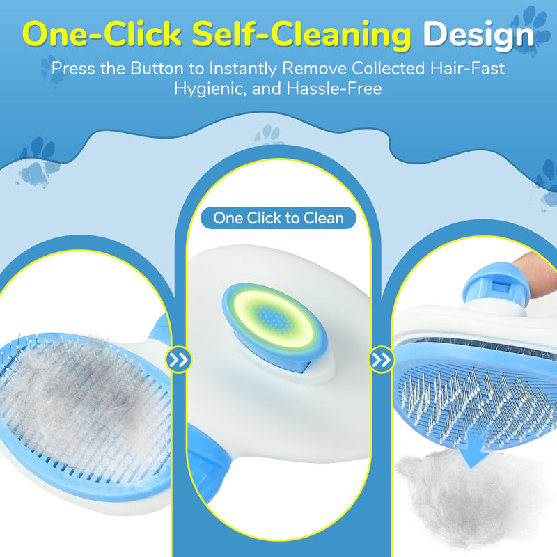 Pet Hair Removal Glove & Brush Set – Self-Cleaning Slicker Deshedding Brush and Reusable Hair Removal Glove for Dogs, and Cats, Gentle Grooming Tool for Long & Short Haired Pets - PawsPlanet Australia
