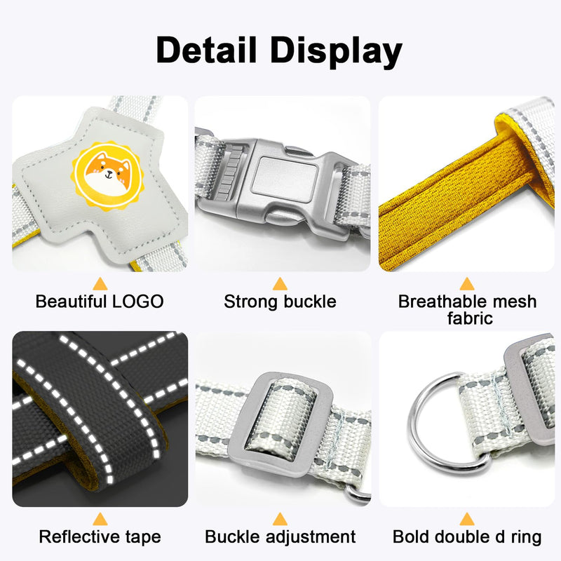 No Pull Dog Harness with Breathable Mesh Padding, Reflective Strips, Escape Proof Design, Quick Adjust Fit for Training & Walking Small, Medium, and Large Dogs (Yellow, L) Yellow - PawsPlanet Australia
