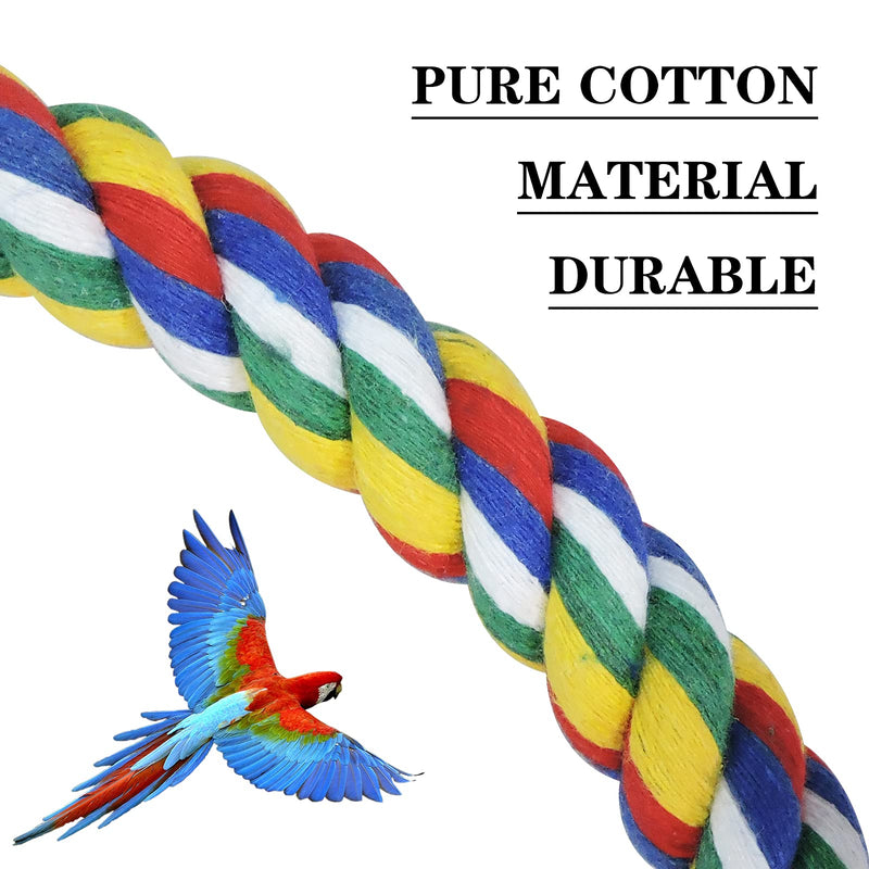 WishLotus Bird Perches, Parrot Colorful Climbing Rope Swing Toys Parrot Stand with Bell and Hanging Clip for Parrots, Budgies, Macaws, Parakeets, and Other Small Birds. (100cm) 100cm - PawsPlanet Australia