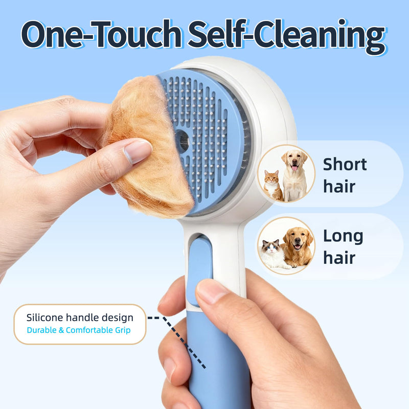 DebutPet Cat Steam Brush for Shedding - 3 in 1 Steamy Cat Brush with Water Spray, Self Cleaning Dog Grooming Comb for Tangled & Loose Hair, Massage Pet Hair Removal Tool (USB Rechargeable) - PawsPlanet Australia