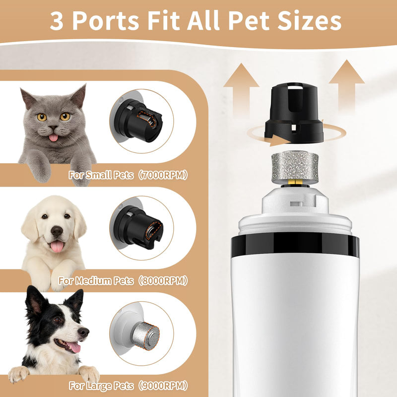 Upgraded 2026 3-Speed Dog Nail Grinder,Ultra-Quiet Rechargeable USB Trimmer with LED Lights & Battery Display –Painless Grooming for Dogs &Cats with Thick Nails &Sensitive Paws for Small to Large Pets - PawsPlanet Australia