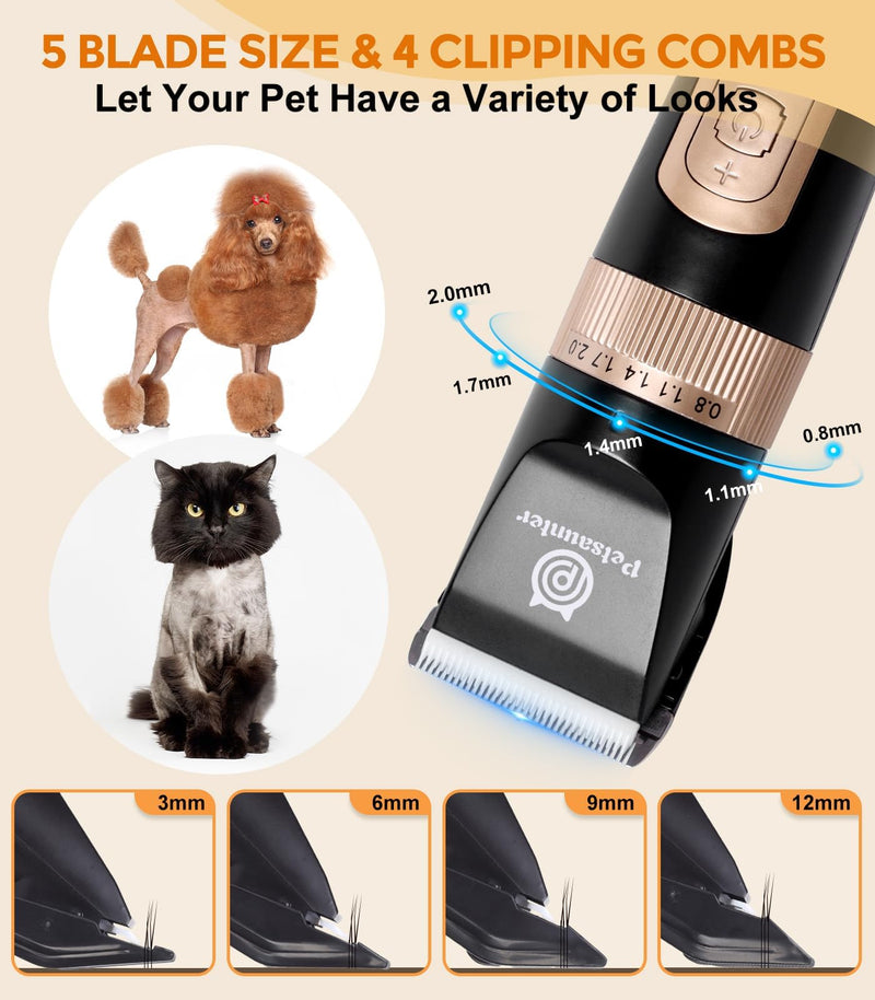 Dog Cat Clippers for Matted Hair - 4-Speed & LCD Dog Clippers for Grooming, Rechargeable for Large&Small Dogs&Cats with Thick Coats - Include a Metal Blade for Paw Trimming(C95ProSet Plus) C95ProSet Plus - PawsPlanet Australia