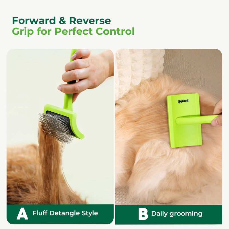 pecute Slicker Dog Brushes for Grooming, Dog Brush for Cockapoo, Cavapoo, Ergonomic Cat Grooming Brush with 15mm Rounded Pins to Detangle Knots, Remove Loose Hair, Soft Pad for Sensitive Pet Skin, S Small