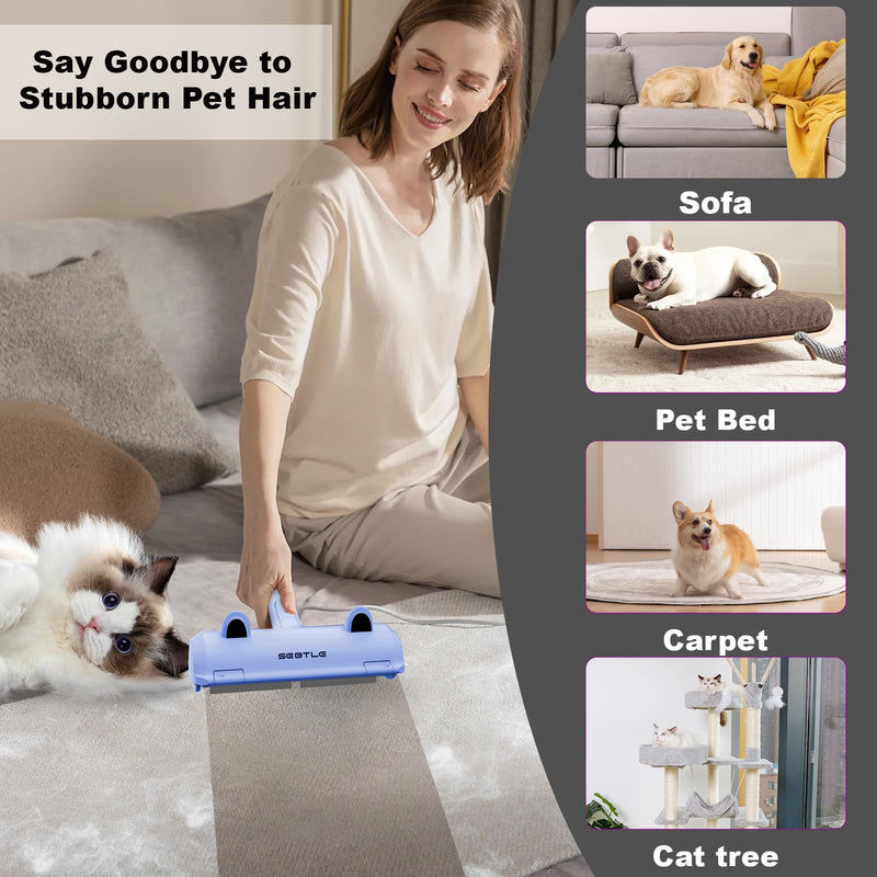 Pet Hair Remover Roller,Reusable Animal Hair Removal Brush for Dogs and Cats,Lint Remover Easy to Clean Pet Fur from Carpet,Sofa,Bedding,Furniture and Rugs,Blue Blue - PawsPlanet Australia