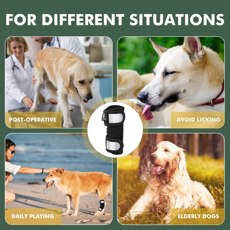 Dog Rear Leg Hock Ankle Brace for Torn ACL & CCL, Dog Leg Braces for Back Leg with Metal Spring Inserts, Dog Wrap Brace for Bottom Joint with Reflective Straps XS