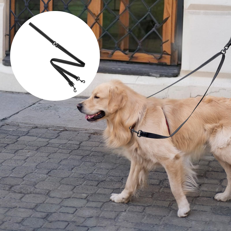Two Point Control Dog Leash Soft Padded and Reflective Nylon Walking Lead No Tangle Training Leashes Converts to Single Lead Works with No Pull Harnesses for Medium Large Dogs (Black) - PawsPlanet Australia