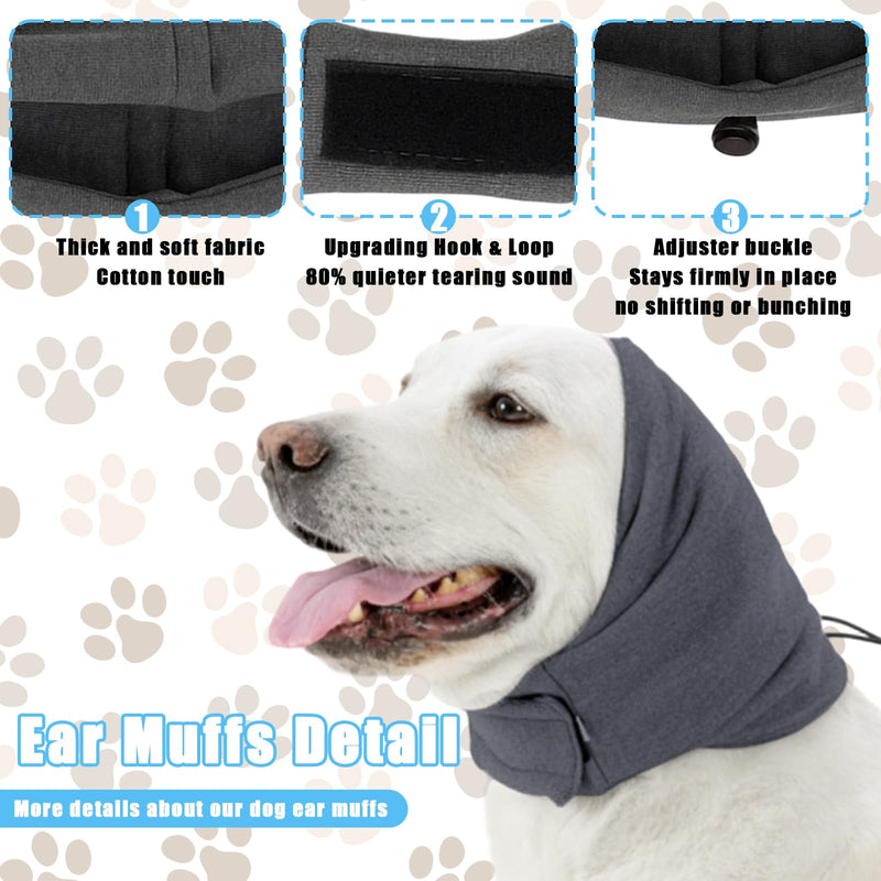 Dog Ear Defenders, Noise Cancelling Ear Muffs for Dogs, Adjustable Ear Protector & Muff for Grooming, For Noise Anxiety Relief (Gray S)