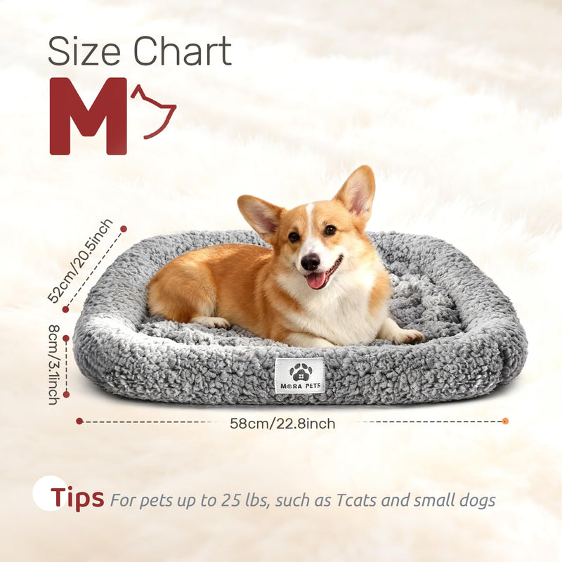 Mora Pets Self Warming Cat Bed Self Heating Pet Pad with Bolster and Foam Washable Removable Cover Non Slip Thermal Sherpa Fabric Pet Mat Grey 23 Inch 23"L x 21"W x 3"Th - PawsPlanet Australia