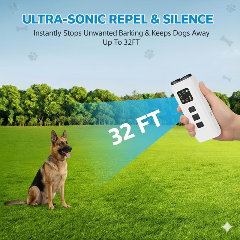Dog Bark Deterrent Device, 32FT Range, Anti Barking Device for Dogs, Dog Barking Control Device, Rechargeable Dog Silencer, No Barking Device for Dogs, Dog Barking Stopper