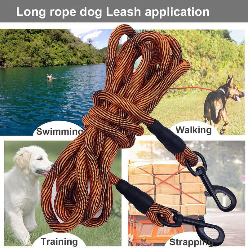 BTINESFUL Dog Tie Out, Check Cord Long Tether Rope Dog Leash, 8ft 12ft 20ft 30ft 50ft 75ft Yard Training Dog Lead - Large Medium Small Dogs Outdoor Playing, Camping, or Backyard (12ft, Orange Black) 12 Foot - PawsPlanet Australia