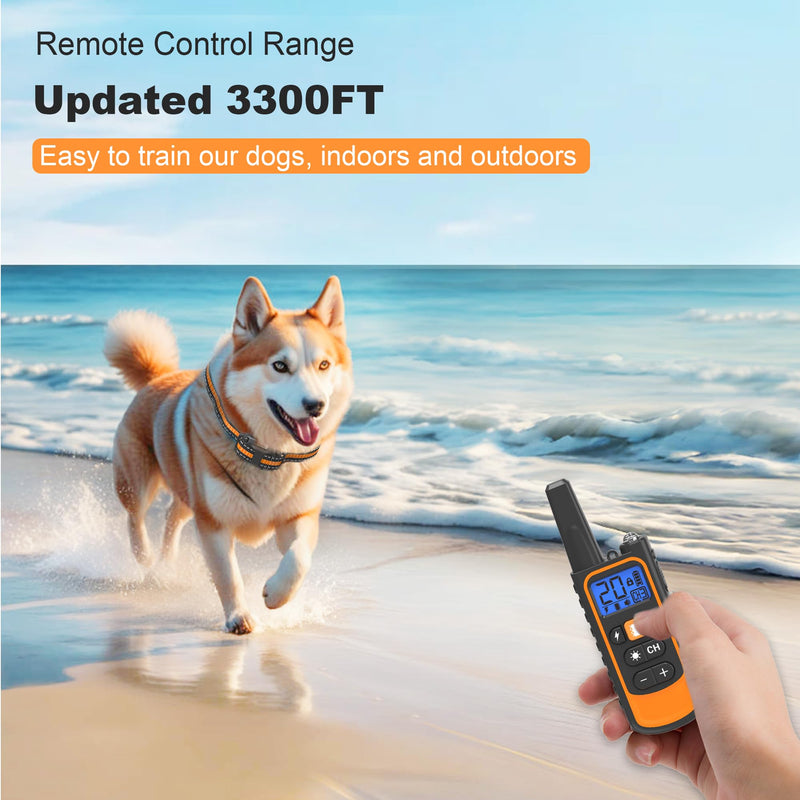 Dog Shock Collar with Remote,Dog Training Electric Collar 4200FT,IP67 Waterproof LED Light Electric Collar with Beep,Safe Shock,Vibration Modes for 8-120lbs Small Medium Large Dogs