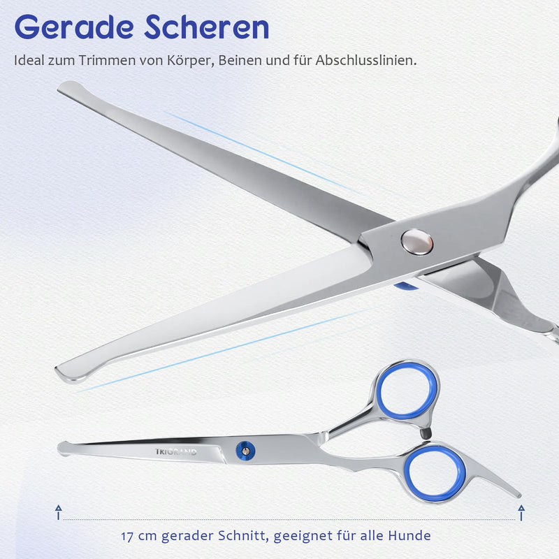 Dog Grooming Scissors, Rust-Resistant Steel, Professional Dog Scissors Grooming with Safe Rounded Tips, Ergonomic Handle, One-Piece Design,Professional Hair for Trimming Face, Paws &Tail Blue [5-in-1]
