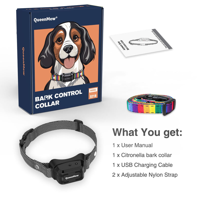 Citronella Dog Bark Collar, Citronella Bark Collar, Auto Anti Barking Collars with 3 Adjustable Sensitivity & Spray Levels, Rechargeable Dog Barking Device for Small Large Dogs Indoor Outdoor Black - PawsPlanet Australia