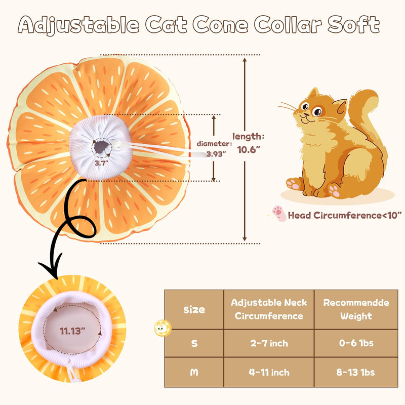 Cat Cone Collar Soft, Medium Waterproof Cat Recovery Collar for Wound Healing After Surgery or Neutering Alternative to Elizabethan Collars Medical Neck Cone for Cats and Puppies Orange