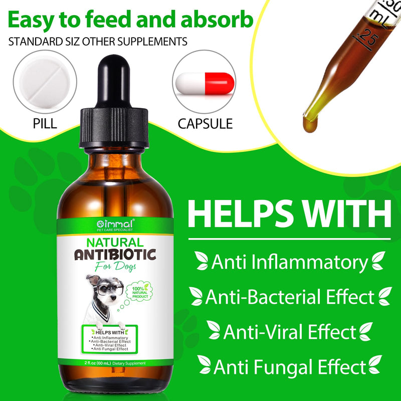 Dog Antibiotics- Strengthen Immune System - Nature Antibiotics for Dogs Skin, UTI, Allergy Cough Infection Treatment - Dog Multivitamin-2 Fl Oz - PawsPlanet Australia