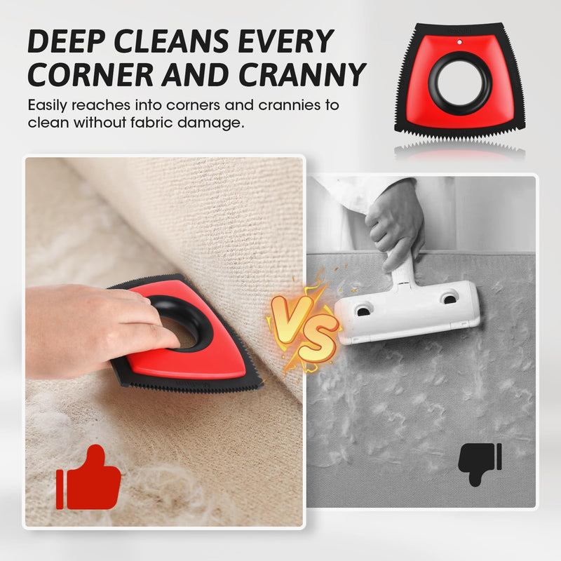 Pet Hair Removal Tool, Cat & Dog Hair Remover for Car Couch Furniture Carpet Clothing, Triangle Multi-Surface Pet Hair Remover for Auto Interior Detailing Supplies Mini Pet Hair Detailer Red - PawsPlanet Australia