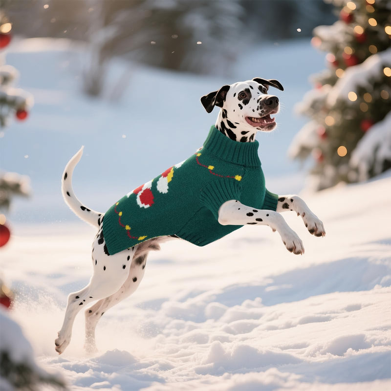 BRKURLEG Dog Sweaters, Christmas Dog Sweaters, Medium Large Dogs Warm Sweater for Cold Weather, Pullover Sweater Xmas New Year, Winter Knitted Sweatshirt Outfit for Boston Terrier, Beagle (Green, L) Green - PawsPlanet Australia