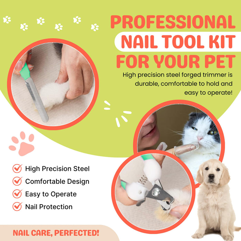 9Pcs Dog Grooming Kit - Self Cleaning Slicker Brush, Flea Comb, Nail Trimmer & Bath Brush - Pet Grooming Tools for Shedding, Trimming & Oral Care - For Dogs & Cats - Green