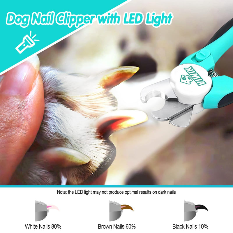 2 in 1 Dog Nail Trimmers with LED Light for Bloodline, Dog Comb, Dog Nail Clippers with Quick Sensor & Safety Guard to Avoid Overcutting, Cat Puppy Claw Clipper for Grooming with Nail File Blue - PawsPlanet Australia