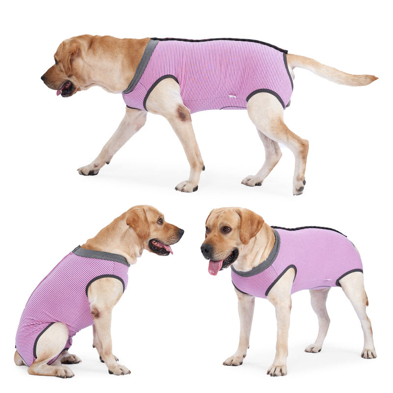 HEYWEAN Dog Recovery Suit Spay Suit for Female Dog Bodysuit After Surgery Dogs Onesie for Surgery Male Dogs Surgical Vest Substitute Recovery Collars Pink Striped L