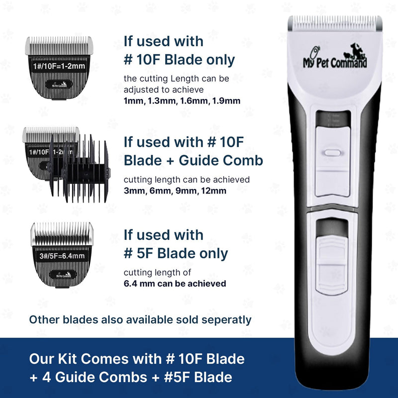 My Pet Command Professional Dog Clippers for Grooming, Cordless Rechargeable Pet Trimmers, Heavy Duty Dog Clippers for Thick Coats, Low Noise, Light Weight - PawsPlanet Australia
