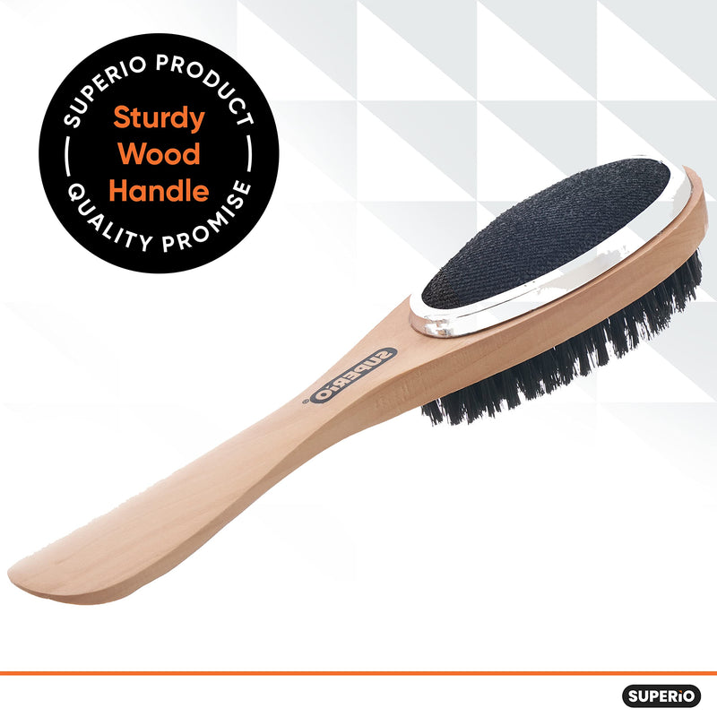 Superio Clothes Brush Garment Brush Pet Hair Remover 3 in 1 Lint Brush, Clothing Brush, and Shoe Horn for Suit, Wool Coat, Sweaters, Shoes, Double Sided Portable Depiller with Wood Handle (3) -Superio 3 Pack - PawsPlanet Australia