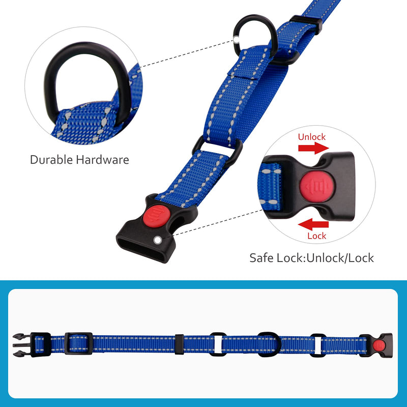 Martingale Dog Collar and Leash Set Martingale Collars for Dogs Reflective Martingale Collar for Small Medium Large Dogs(Blue&S) S Blue - PawsPlanet Australia