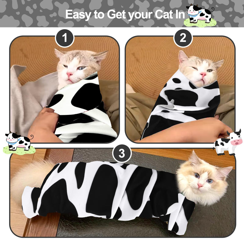 Mity rain Cat Grooming Supplies - Cat Wrap for Cutting Nails with Cat Nail Clipper, Cat Restraint for Nail Clipping to Anti-Runaway/Scratch/Bitten, Cat Swaddle Wrap for Calming & Holding Cat (XLarge) Cow X Large - PawsPlanet Australia