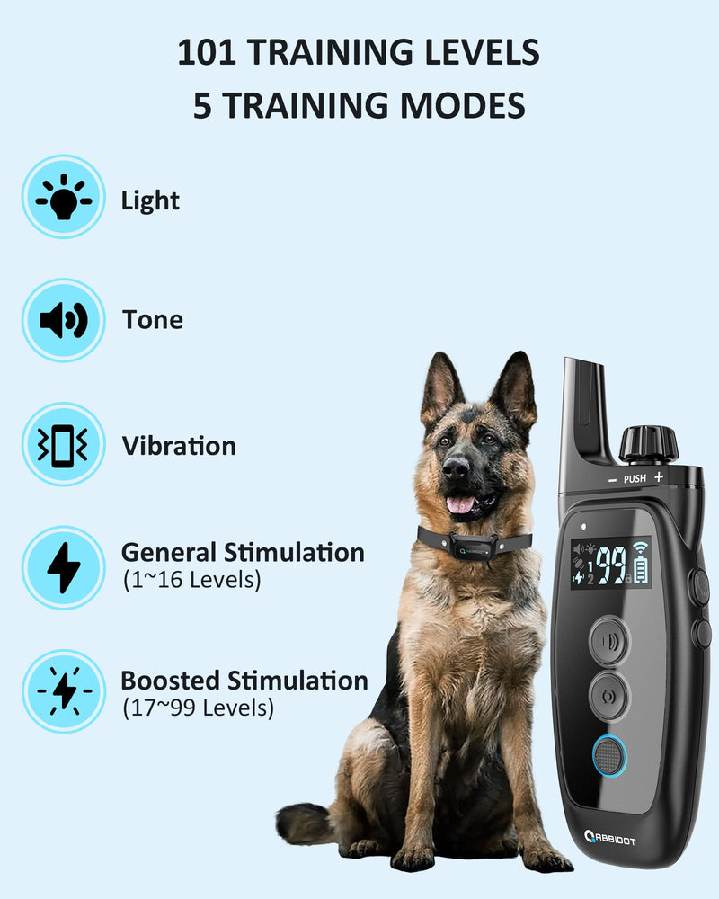 ABBIDOT 3300ft Shock Collar (for 5~130 Lbs Dogs) - Waterproof E Collar 5 Training Modes Dog Shock Collar for Small Medium Large Dogs - PawsPlanet Australia