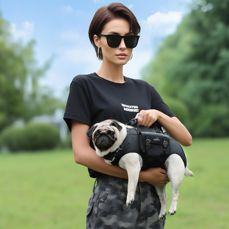 Dog Backpack Carrier for Dogs,Dog Lift Harness,Adjustable Padded Breathable Straps for Dogs, Disabled, Joint Injuries, Arthritis,L L（18.5-30lbs） Black - PawsPlanet Australia