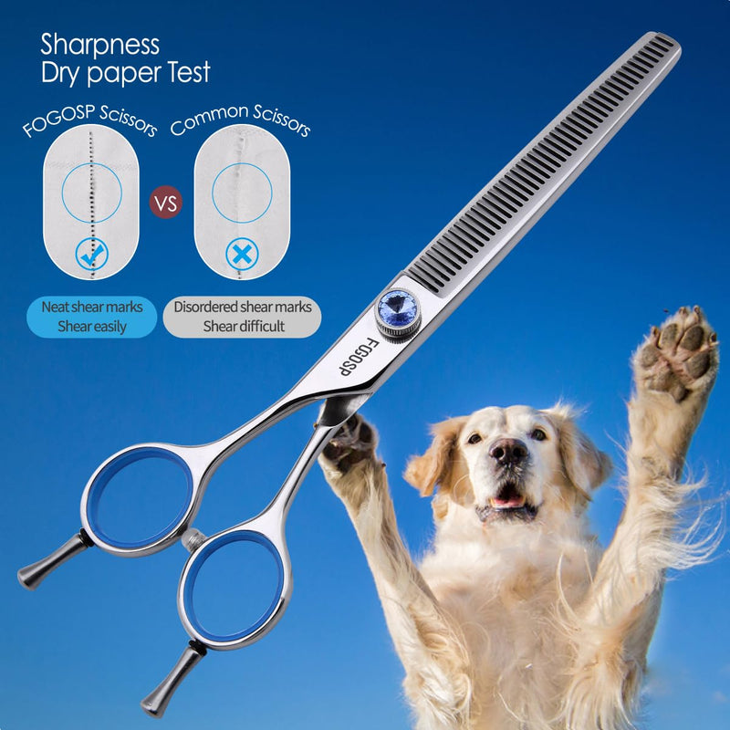 Left Handed Thinning Shears for Dogs 7in Professional Dog Thinning Shears for Grooming 56 Teeth Dog Grooming Scissors for Pet Cat Japanese 440C Stainless Steel(7.0'' Blending) 7.0 inch - PawsPlanet Australia