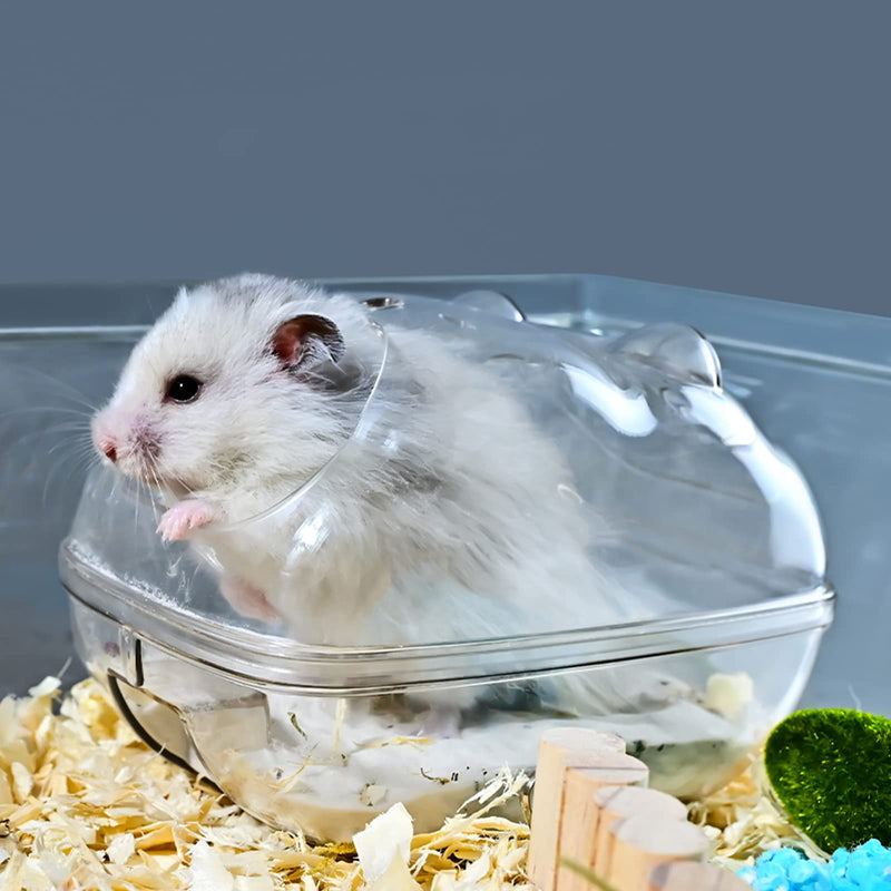 Hamster Sand Bath Container, Hamster Bathtub with Cleaning Scoop, Big Space, Easy to Clean, for Dwarf Hamster, Gerbil, Small Animals S 5.1*3.6*3.6 inches - PawsPlanet Australia