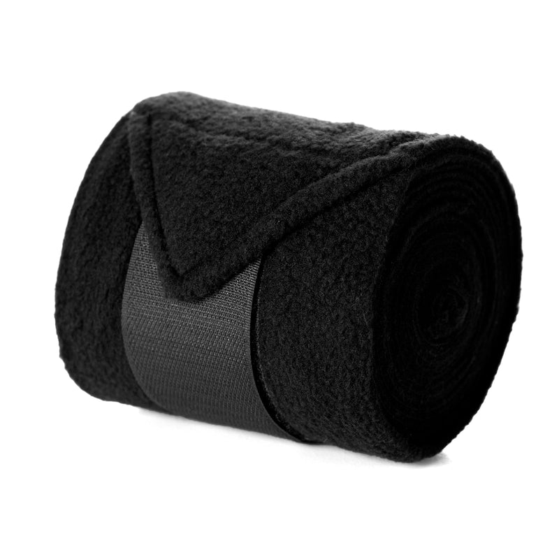 Equinavia Luna 9' Fleece Polo Wraps, Set of 4 Horse Leg Bandages with Storage Bag | Black - One Size - Black - One Size