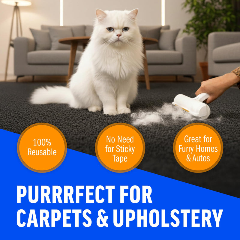 ChomChom Roller & Rake – Reusable Pet Hair Removal Roller with Rake Attachment for Cat & Dog Fur on Furniture, Couch, Carpet, Car, Rugs, Bedding & More– Portable, Eco-Friendly - PawsPlanet Australia
