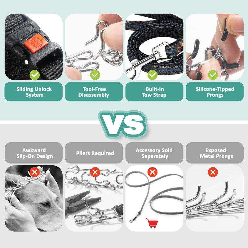 Training Collar for Small Dogs - 2.5mm Adjustable No-Pull Guidance Pet Stainless Steel Collar with Quick Release Buckle. Kit Includes 3.9ft Leash + Links + 8 Comfort Tips (Fits 11-15in Neck) - PawsPlanet Australia