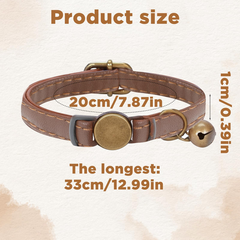 Leather Cat Collars with Bells, Safety Lightweight Pet Kitten Collars, Soft Adjustable Leather Kitten Collar for Most Cats and Small Dogs - PawsPlanet Australia