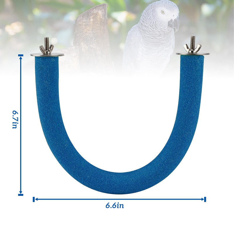 RYPET Parrot Perch Rough-surfaced - Quartz Sands Bird Cage Perches for Medium to Large Bird, U Shape Large Blue