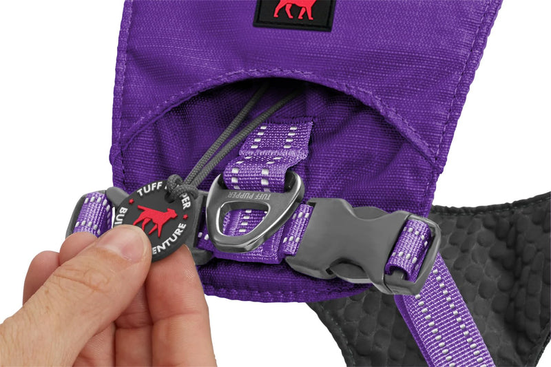 Tuff Pupper All-Day Wear Dog Harness | for Walking, Trail Running, Hiking | Front & Back Leash Clips | Reflective Trim | Easy On/Off Buckles | Lightweight Breathable | No Pull Design (Medium, Purple) Medium Deep Purple - PawsPlanet Australia