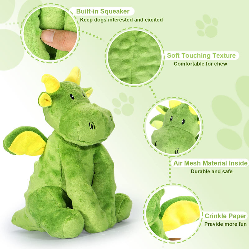 Squeaky Dog Toys Plush Dog Toy with Crinkle Paper Stuffed Durable Dog Chew Toys for Small Middle and Large Dogs Pterosaur - PawsPlanet Australia