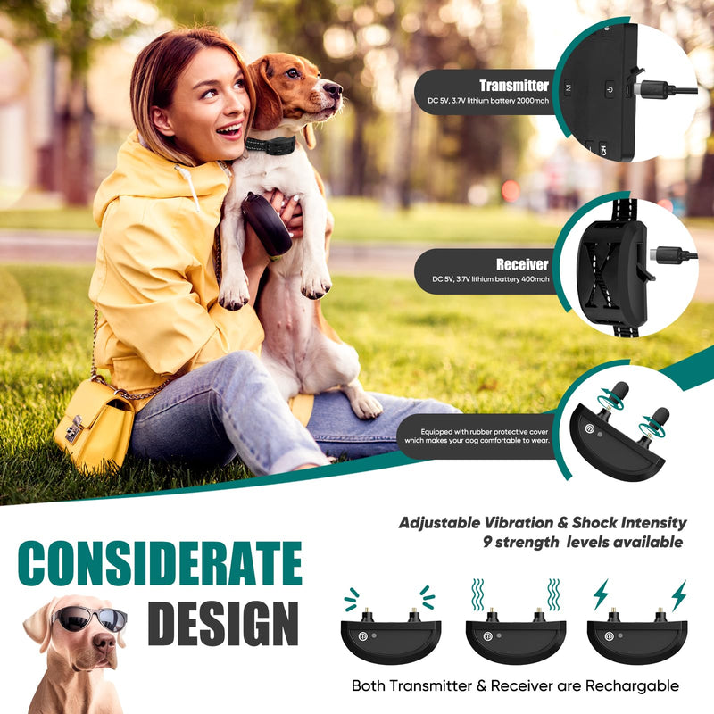 Wireless Dog Fence System, Electric Fence for Dog, Portable Wireless Pet Perimeter Dog Training Collar, Adjustable Safe Dog Boundary,Rechargeable Collar for Big,Medium Sizes Dogs (1 Dog Collar) - PawsPlanet Australia