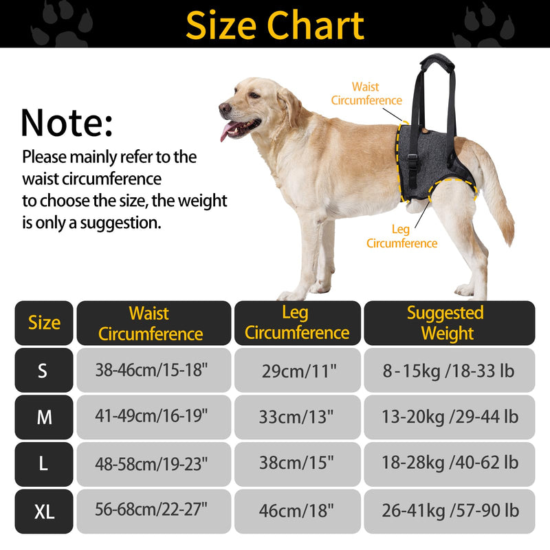 HEYWEAN Dog Sling for Large Dogs Hind Leg Support Harness Ideal for Elderly Injured Arthritic Dogs Provides Rehabilitation Aid for Weak Back Legs Comfortable and Durable Design X-Large Grey - PawsPlanet Australia