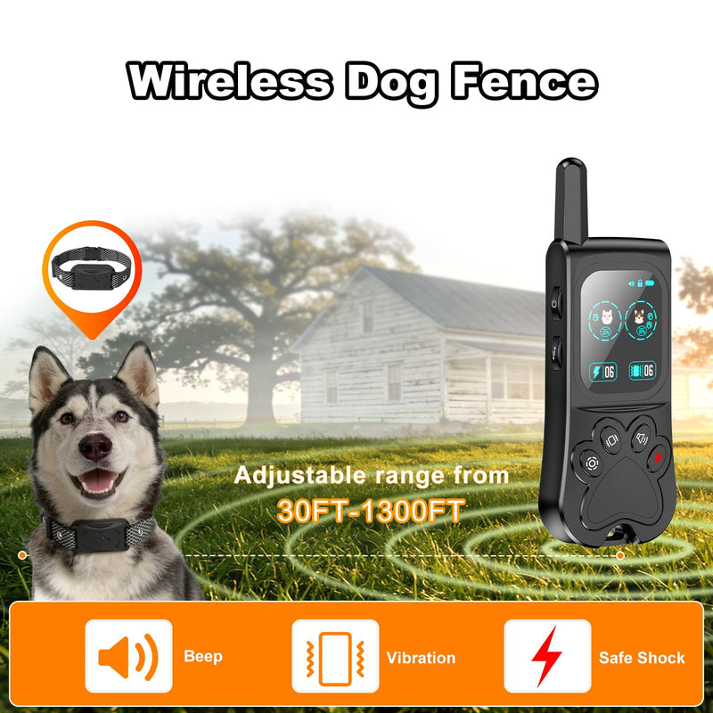 Electric Dog Fence Wireless for 1 Dog Comes with Collar Featuring 3 Warning Modes and Adjustable Range