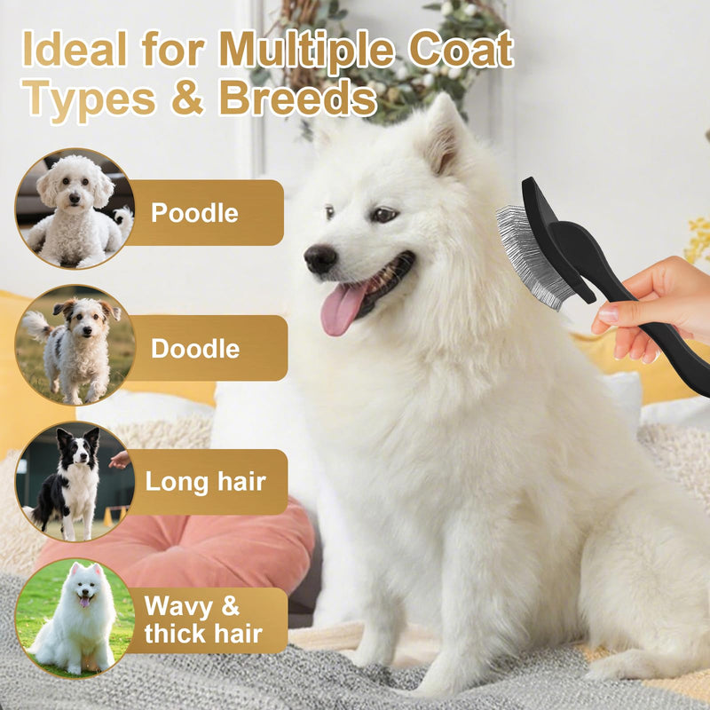 Dog Slicker Brush for Doodle Grooming,Dog Brush for Poodles,Long Pin Haired Pet Slicker Brush for Goldendoodles, Labradoodles,Bernedoodles (Black) Black - PawsPlanet Australia