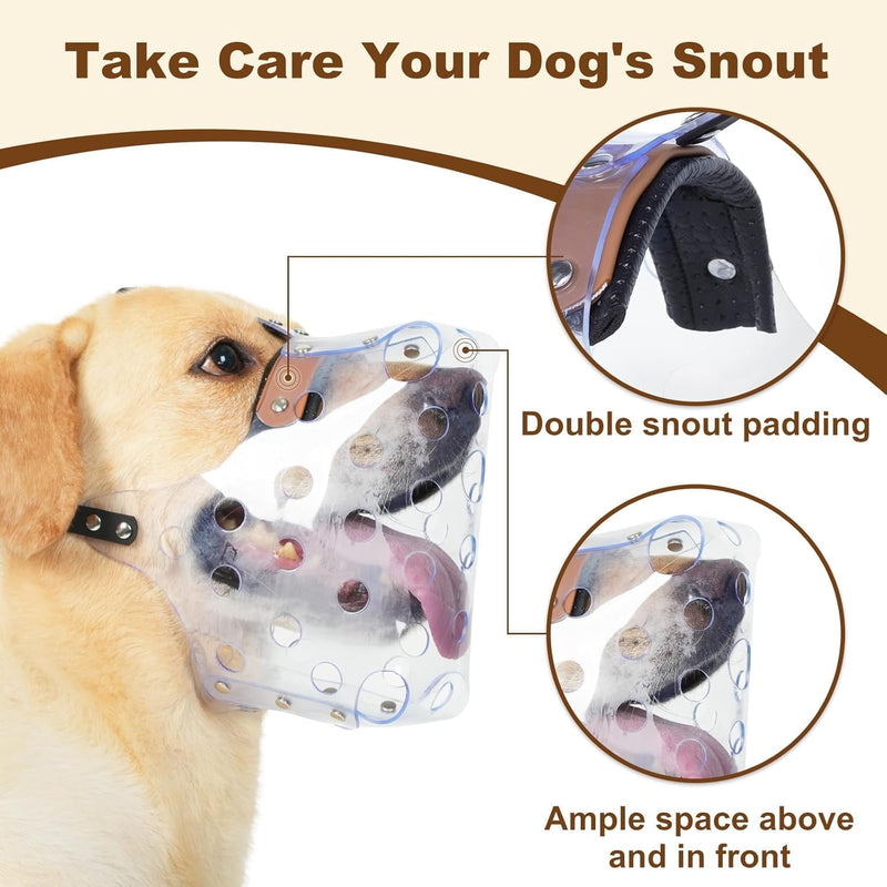 Mayerzon Dog Muzzle, Basket Muzzle for Large Medium Small Dogs, Humane Cage Mouth Guard to Prevent Biting Chewing Eating, Breathable Muzzle for Grooming Training Walking Vet Visits (XL, Clear) XL - PawsPlanet Australia