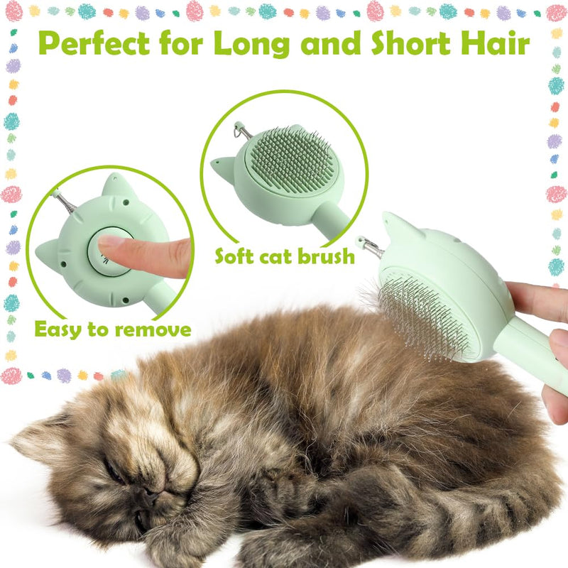 Cat Brush Toy，5-in-1 Interactive Cat Toys Retractable Cat-Teasing Wand，Pet Grooming Self Cleaning Brush， Light Up Cat Toy with Five Light Patterns - PawsPlanet Australia