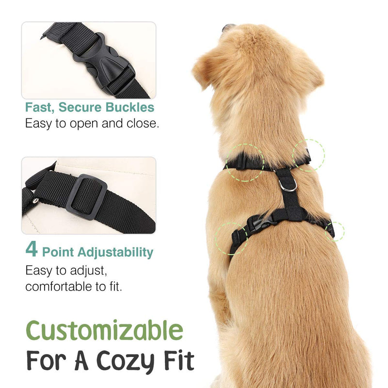 Dog Seat Belt, Safety Vest Dog Car Harness with Adjustable Buckle Dog Seat Belt for Vehicle Nylon Pet Safety Seat Belts Heavy Duty(L, Black) L (Chest: 22-32.3", Neck: 16.9-26") - PawsPlanet Australia